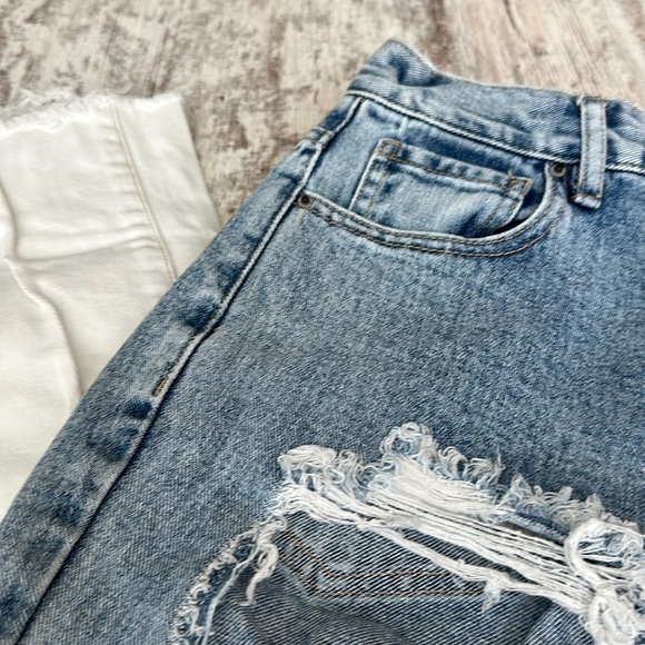 PacSun Two-Toned Distressed High Waisted Straight Leg Jeans - Picture 6 of 11